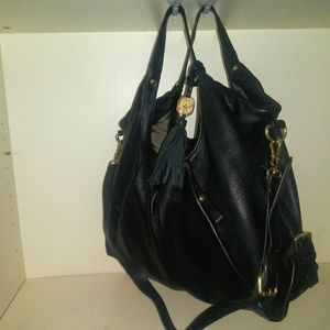 Vince Camuto black leather hobo bag